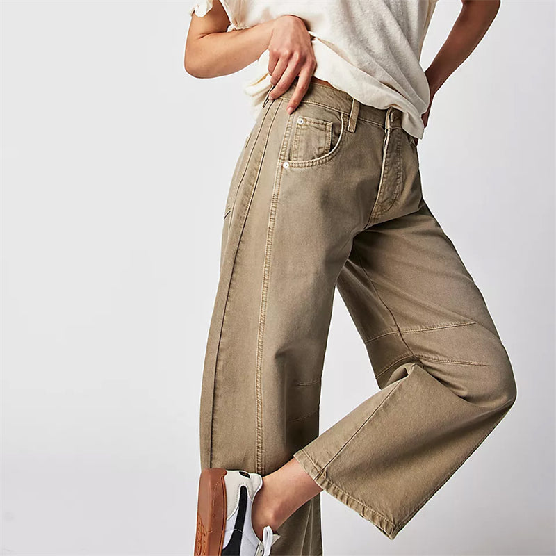Anna-Berg | Elegant High Waist Barrel Leg Jeans Relaxed Fit Denim