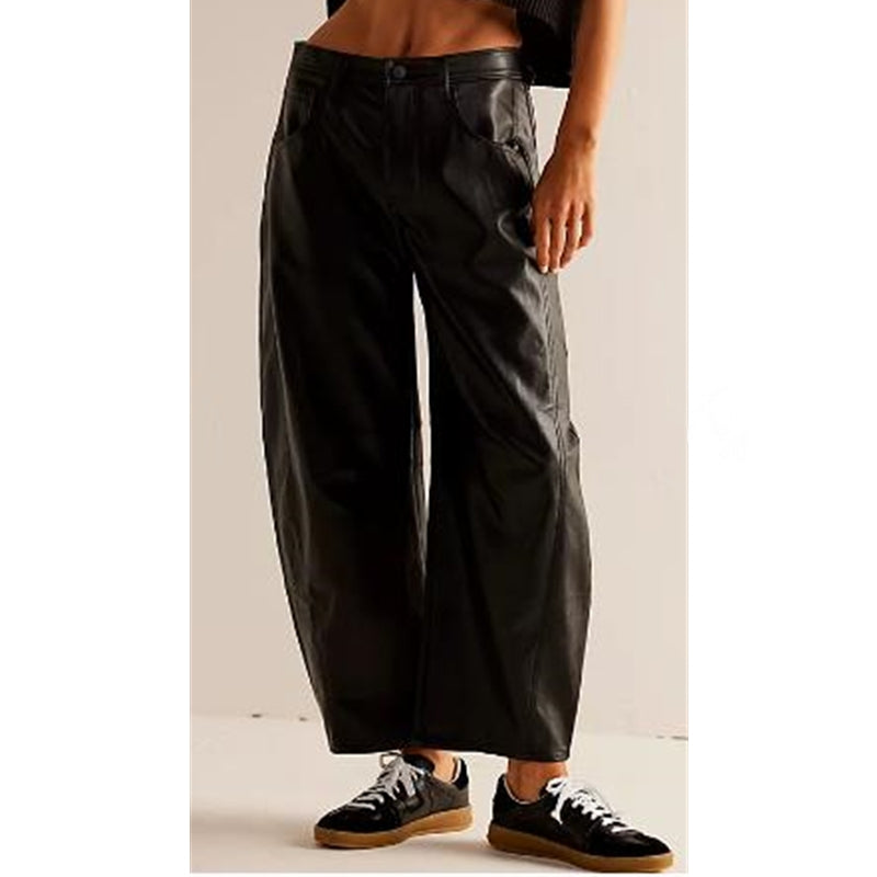 Anna-Berg | Elegant High Waist Barrel Leg Jeans Relaxed Fit Denim