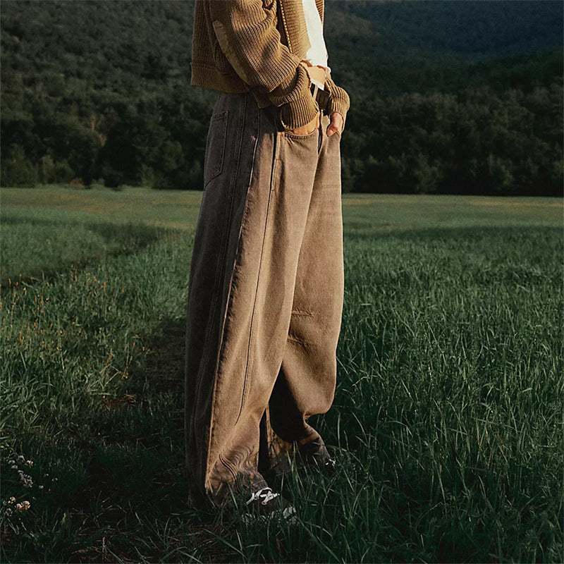 Anna-Berg | Elegant High Waist Barrel Leg Jeans Relaxed Fit Denim