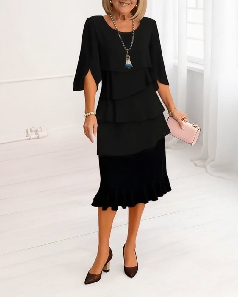 Anna-Berg | Elegant Comfort Ruffle Dress with a Timeless Finish