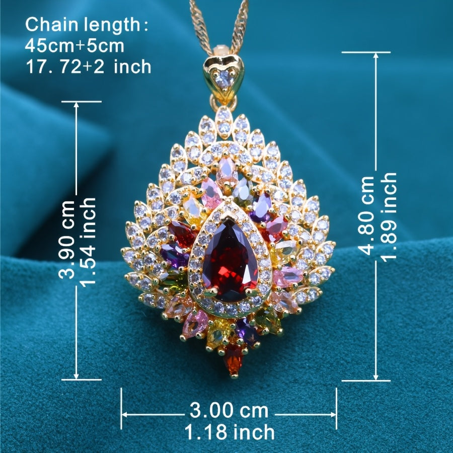 Elegant Multicolored Cubic Zirconia Pendant Necklace