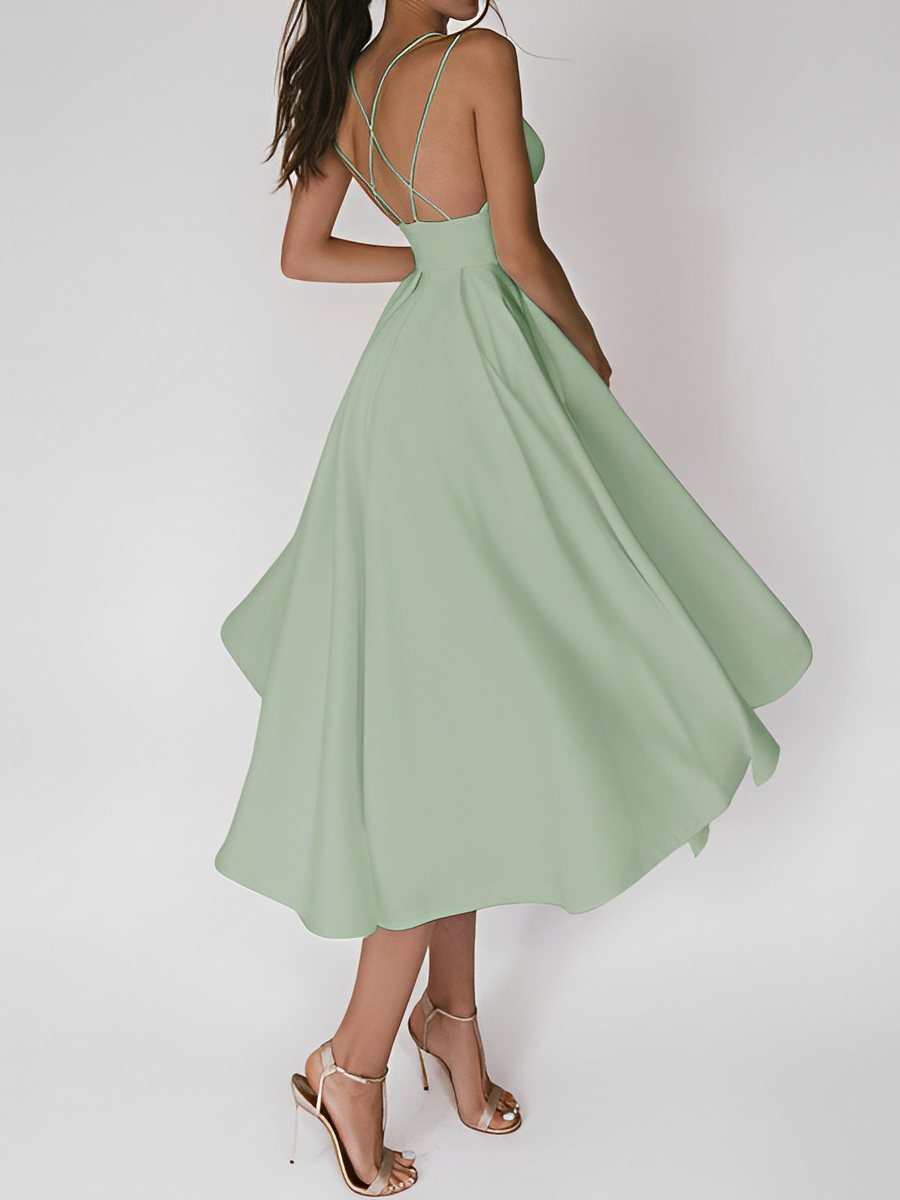 Anna-Berg | Elegant Strappy Back Midi Dress in a Flattering Cut