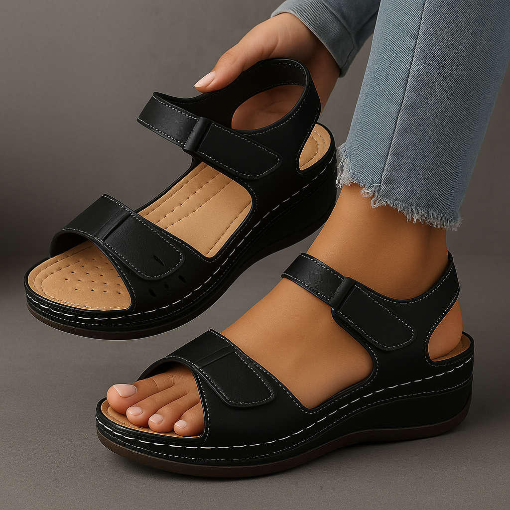 Anna-Berg | Flowing Orthopedic Sandals With Wedge Heel