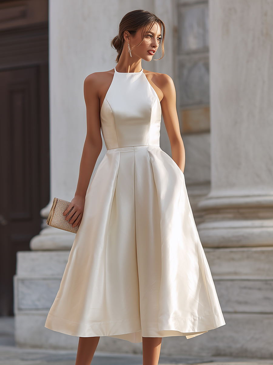 Anna-Berg | Halter-Neck Pleated Dress