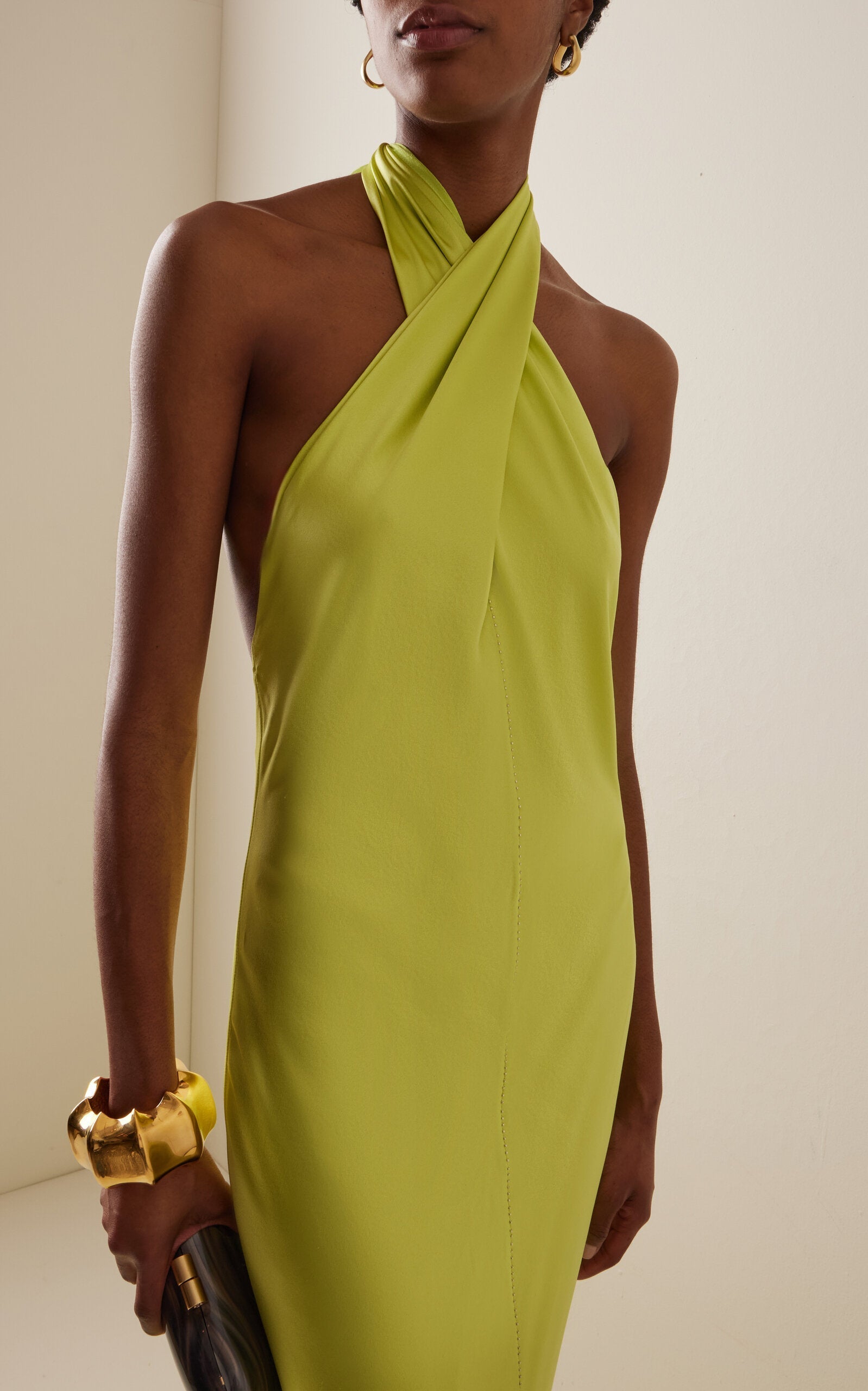 Anna-Berg | Cross-Halter Satin Dress