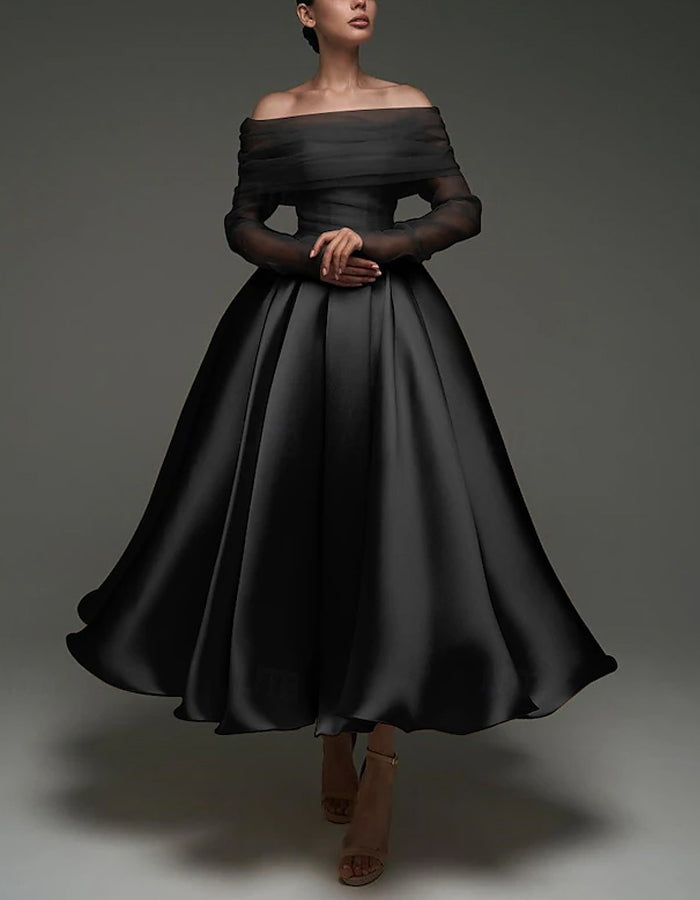 Anna-Berg | Pink Satin Strapless A-Line Shawl Dress