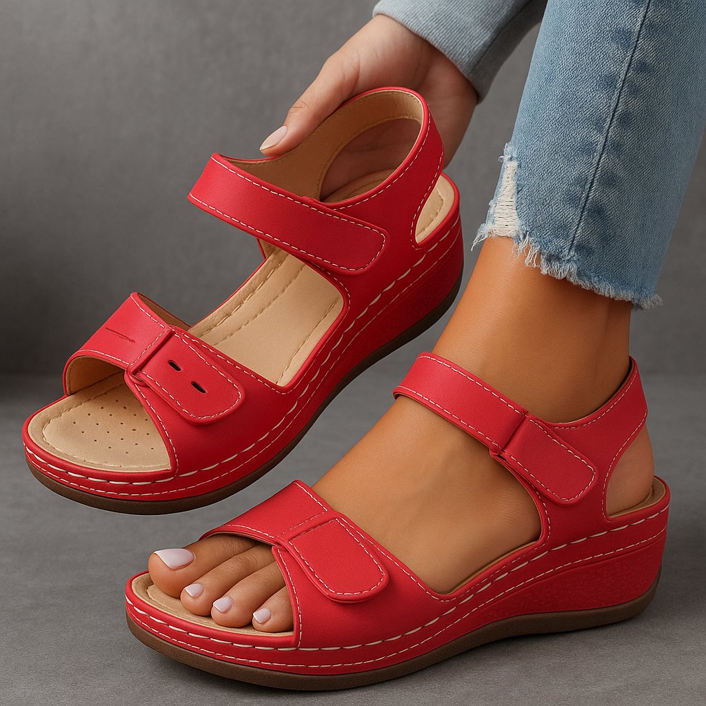 Anna-Berg | Flowing Orthopedic Sandals With Wedge Heel