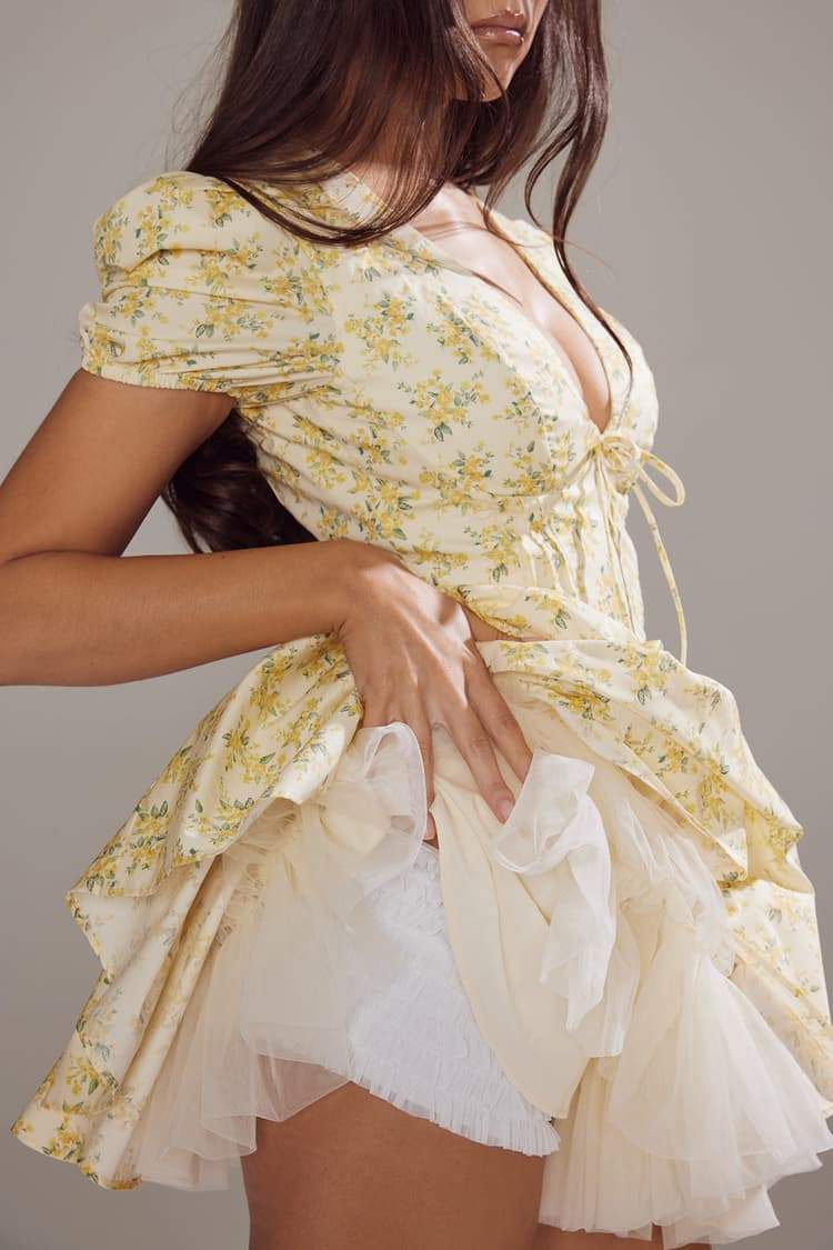 Anna-Berg | Floral V-Neck Corset Dress