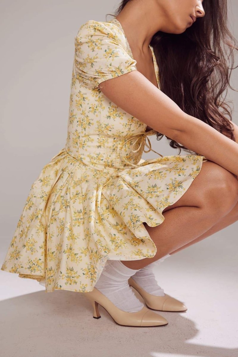 Anna-Berg | Floral V-Neck Corset Dress