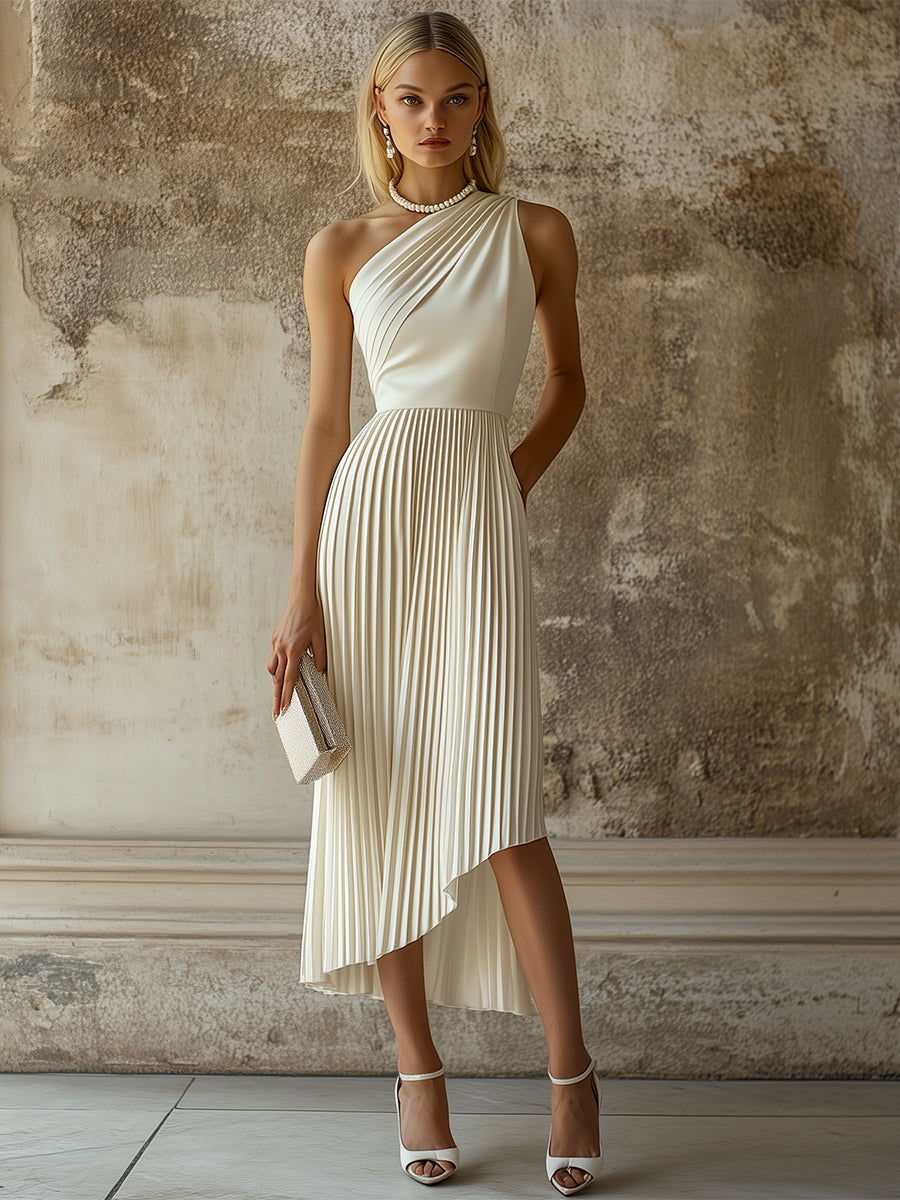 Anna-Berg | White Pleated Evening Dress