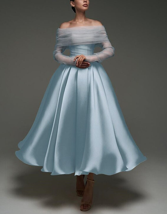 Anna-Berg | Pink Satin Strapless A-Line Shawl Dress