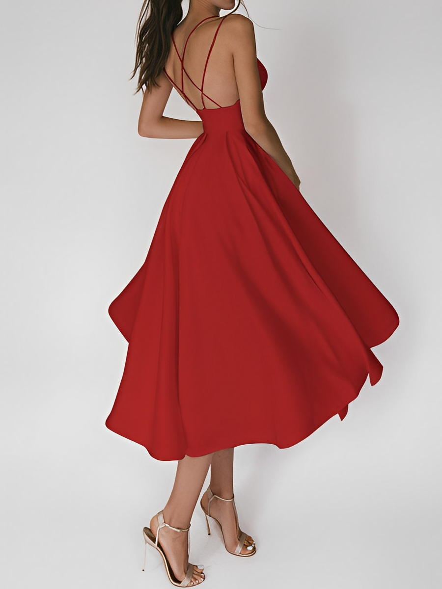 Anna-Berg | Elegant Strappy Back Midi Dress in a Flattering Cut