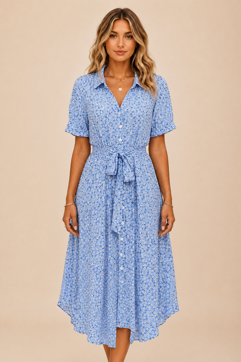 Anna-Berg | Midi Dress - Lightweight Fit, Short Sleeves
