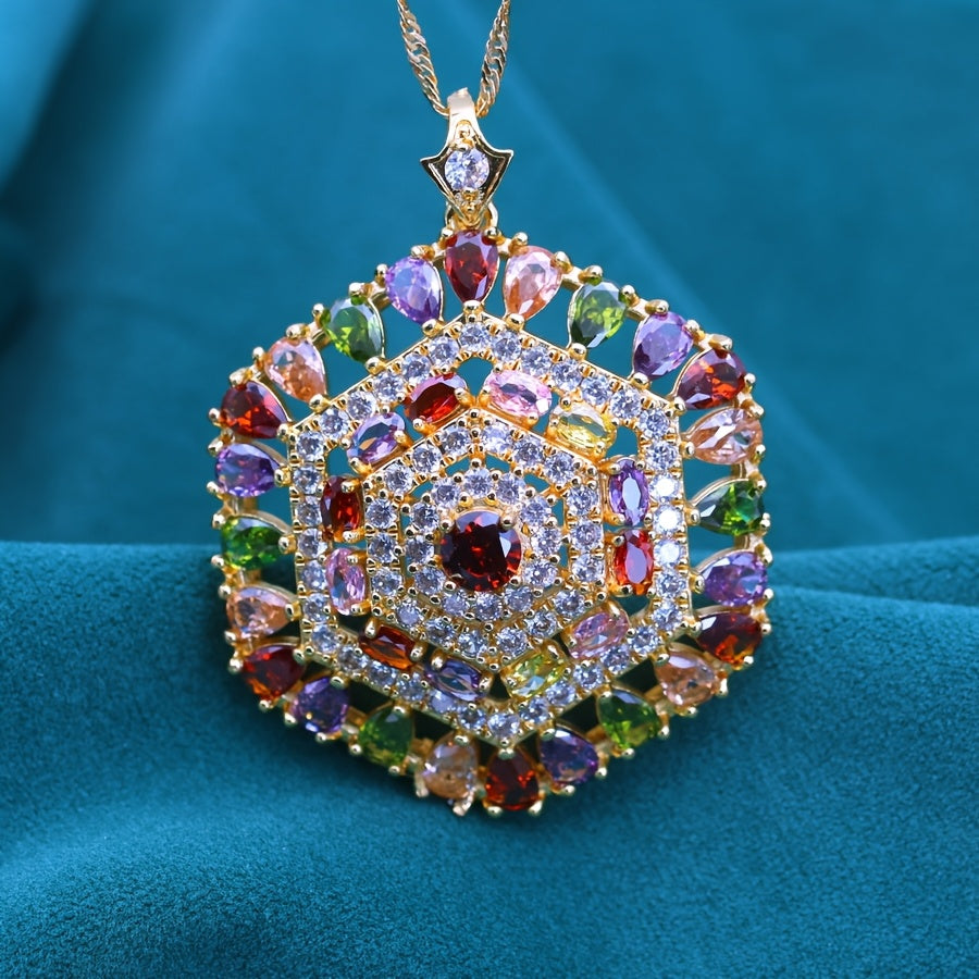 Elegant Hanging Necklace with Synthetic Cubic Zirconia