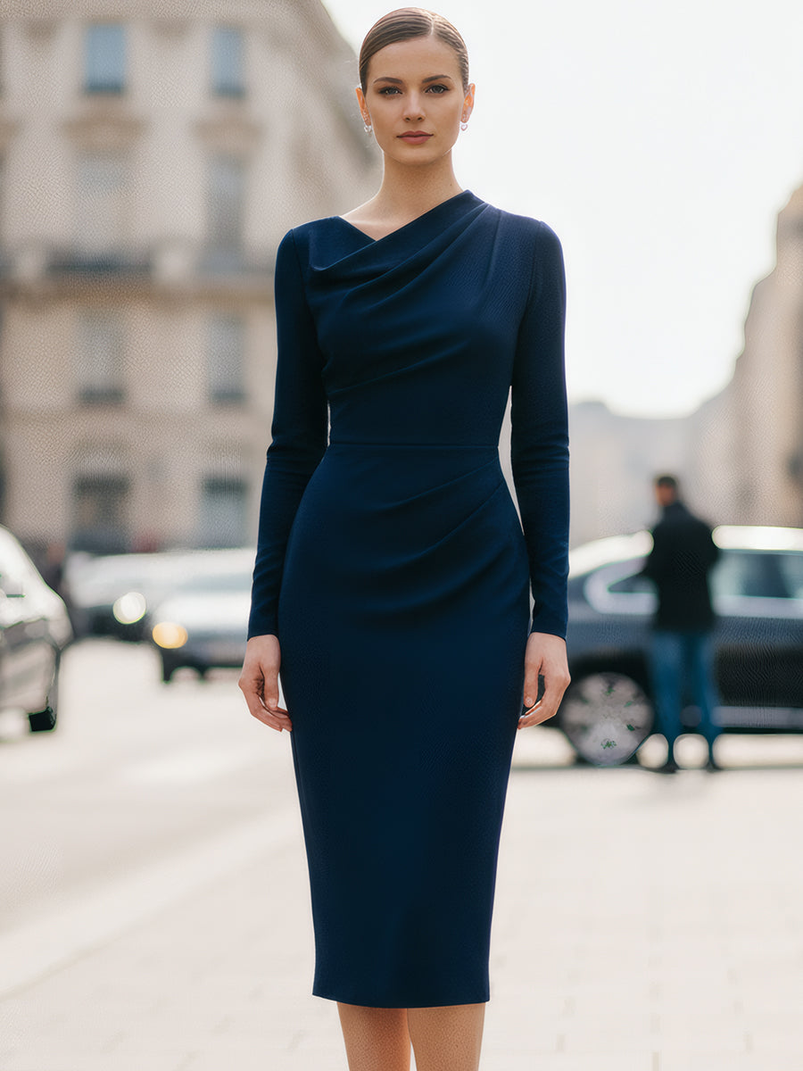 Anna-Berg | Navy Draped Dress