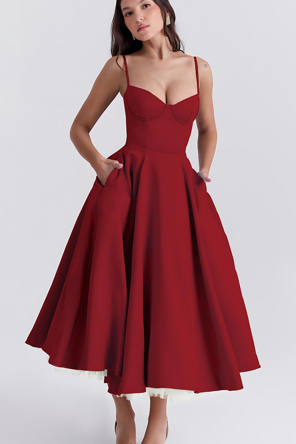Anna-Berg | Effortless Casual Double-Layer Midi Dress For Everyday