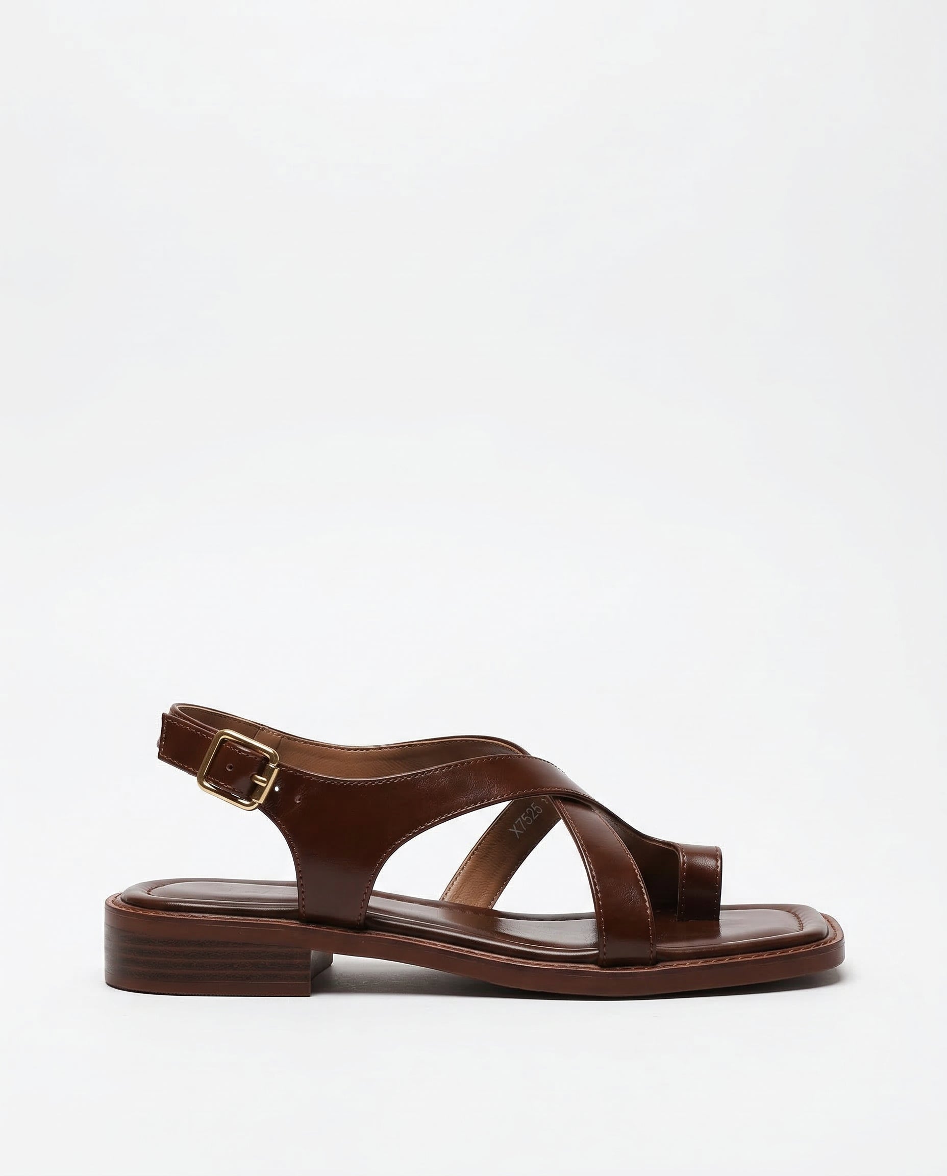 Anna-Berg | Brown Crisscross-Strap Leather Sandals