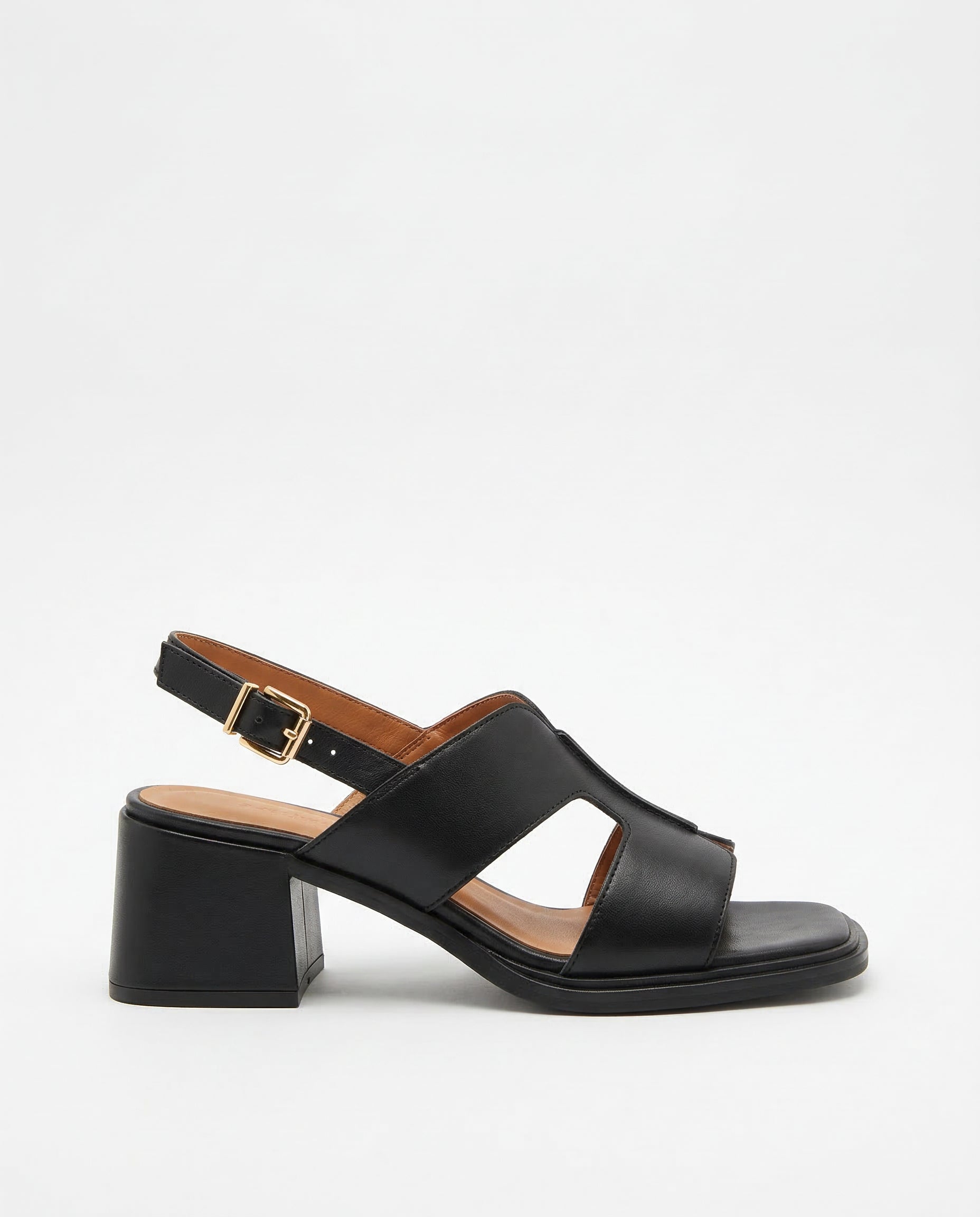 Anna-Berg | Block-Heel Ankle-Strap Leather Sandals