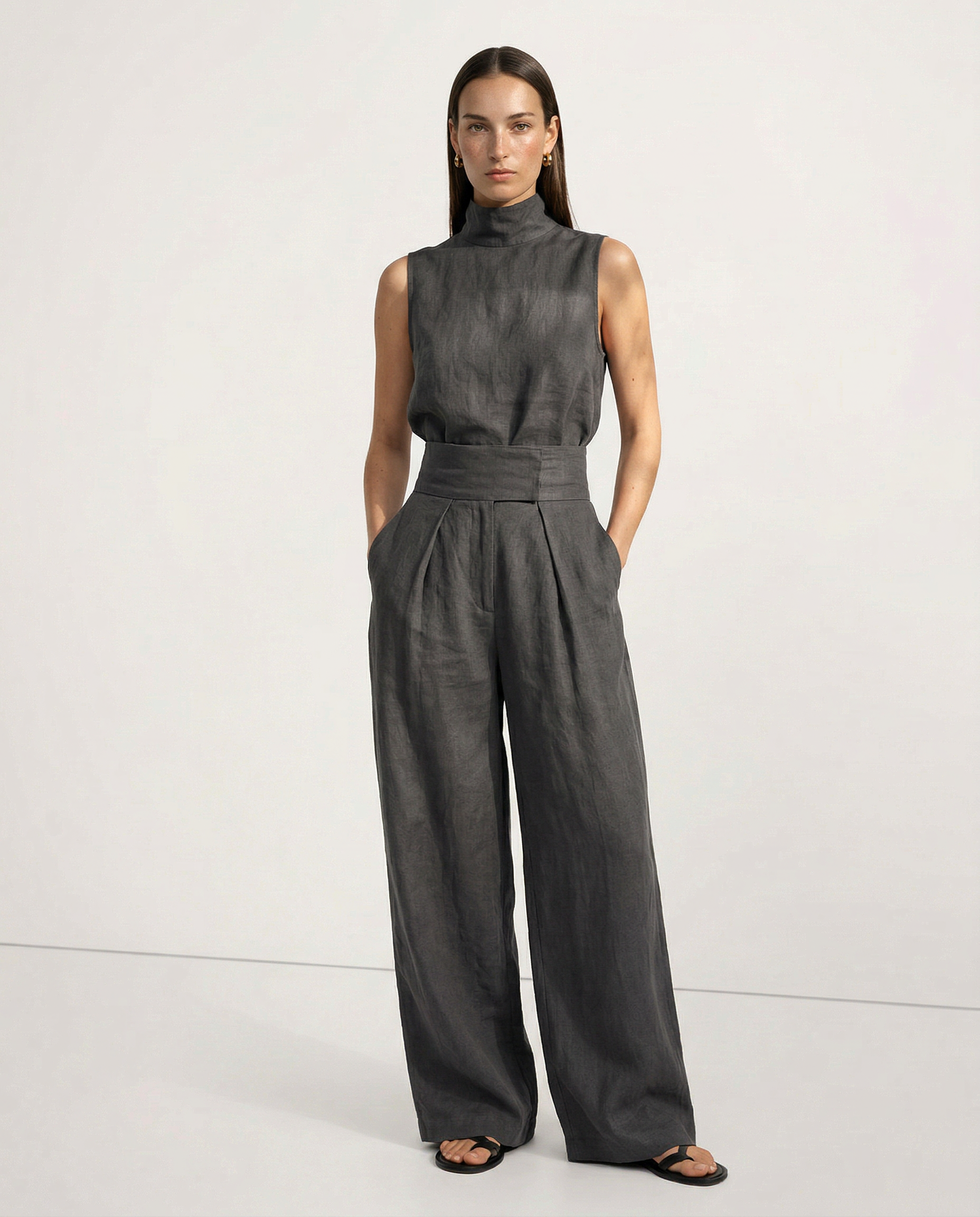 Anna-Berg | Sandstone Relaxed Fit Linen Two-Piece Set