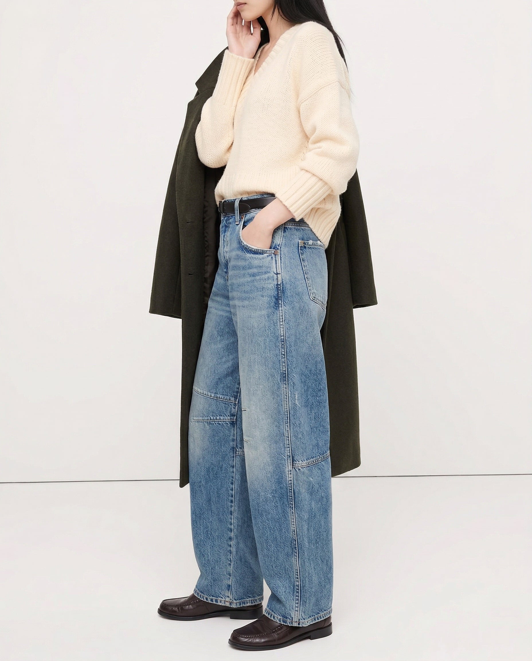 Anna-Berg | Blue Barrel-Leg Denim Jeans