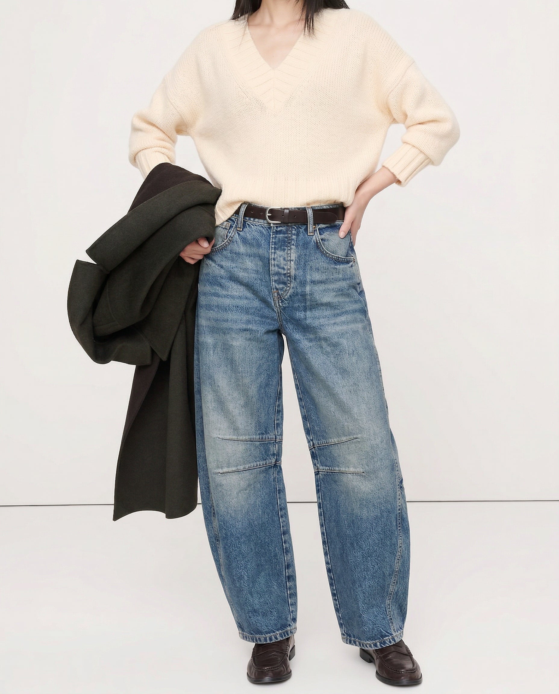 Anna-Berg | Blue Barrel-Leg Denim Jeans