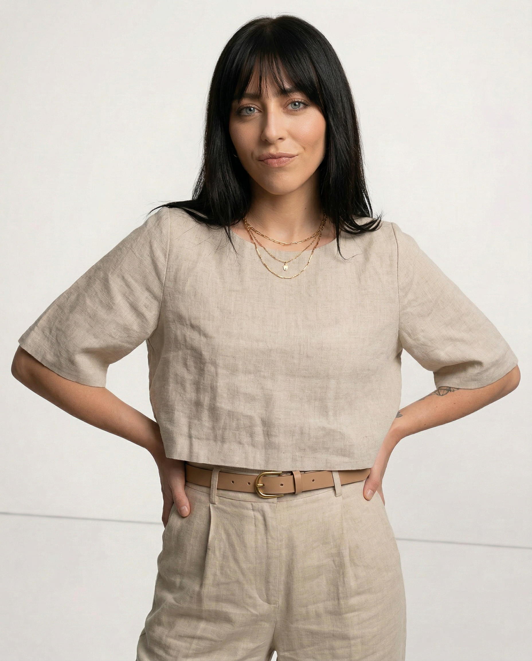 Anna-Berg | Boxy Cropped Linen Top