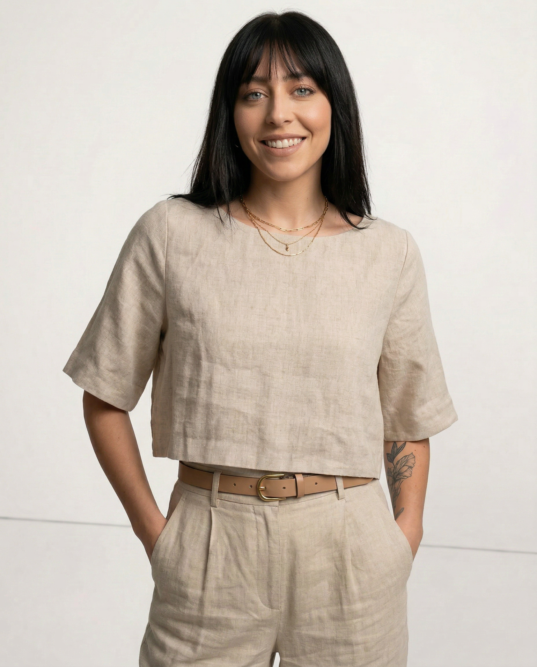 Anna-Berg | Boxy Cropped Linen Top