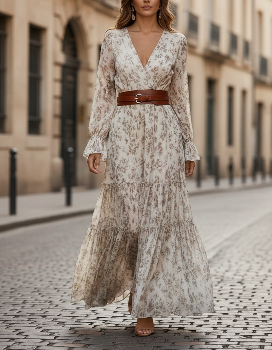 Anna-Berg | Romantic Floral Chiffon Dress