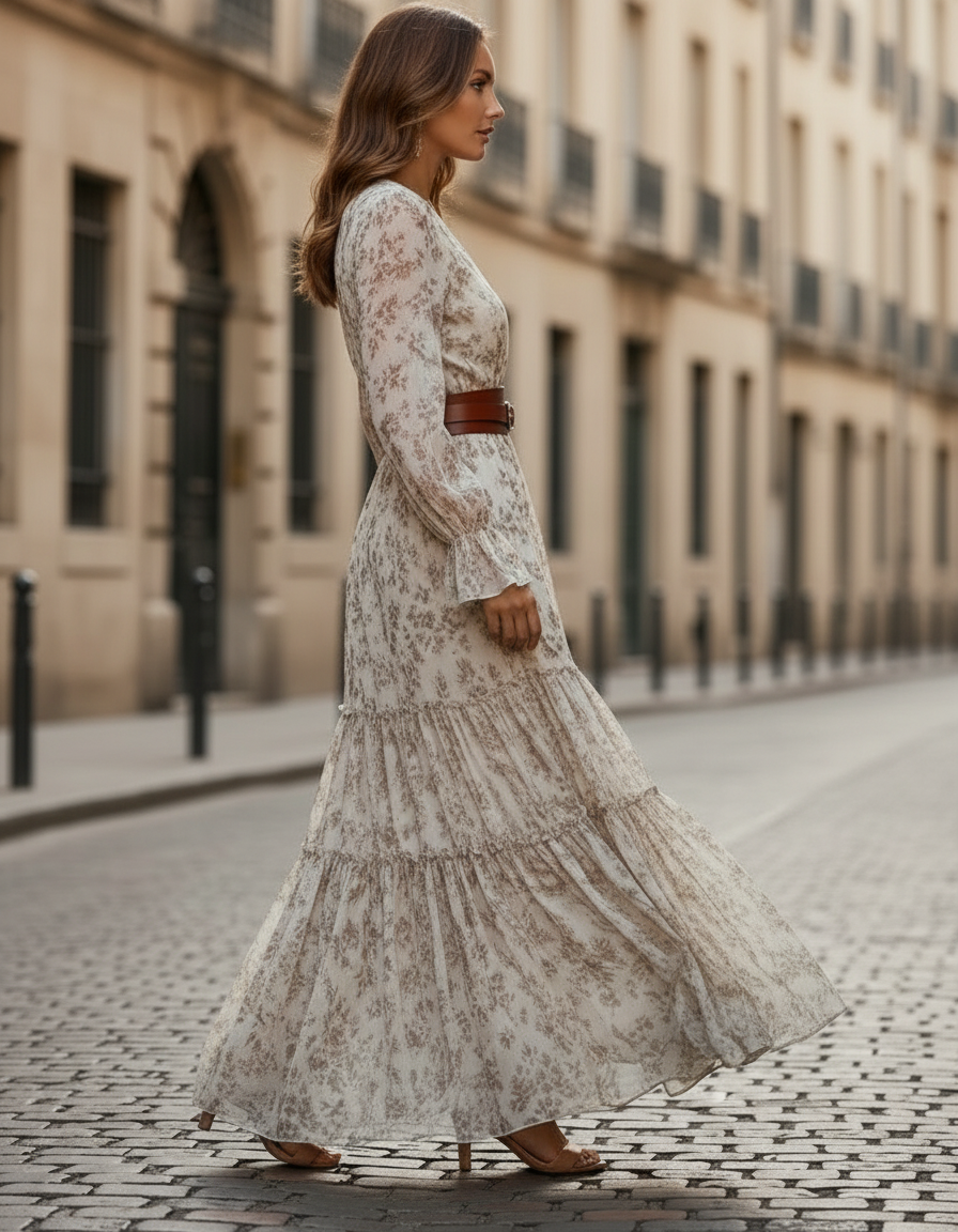 Anna-Berg | Romantic Floral Chiffon Dress