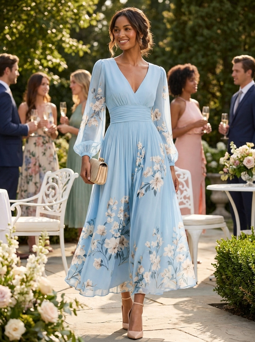 Anna-Berg | Effortless Serafina – Pleated Dress With V-Neck