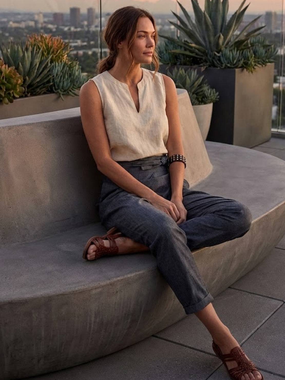 Anna-Berg | Effortless High Waist Wrap Front Cropped Tapered Pants