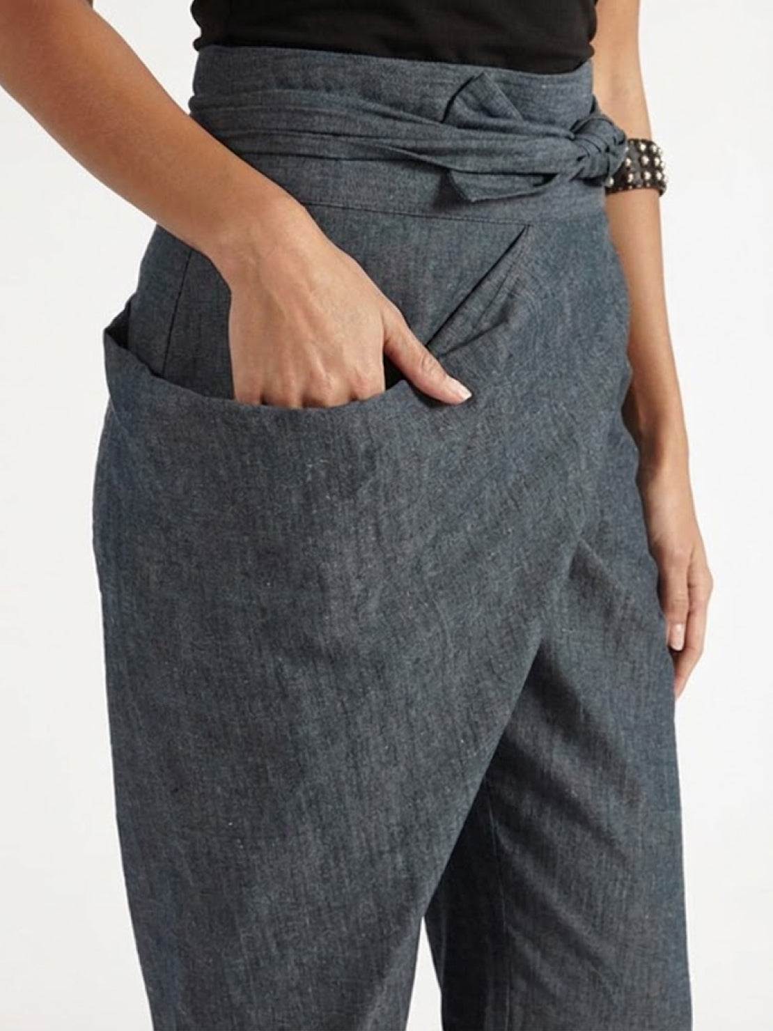 Anna-Berg | Effortless High Waist Wrap Front Cropped Tapered Pants