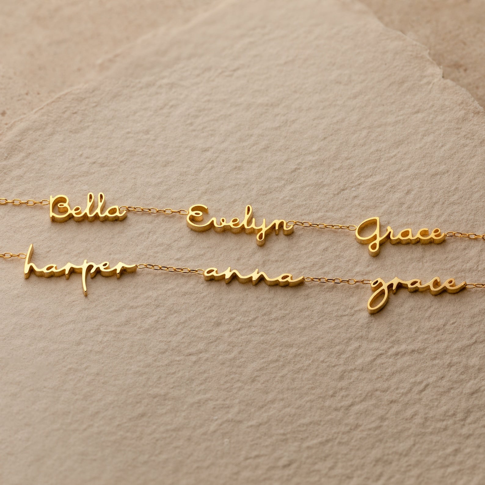 Elina | Elegant personalized name necklace – choose 2 or 3 names