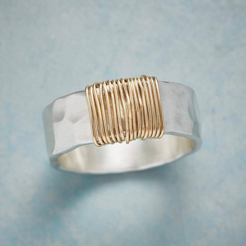 Vintage Gold Thread Silver Ring