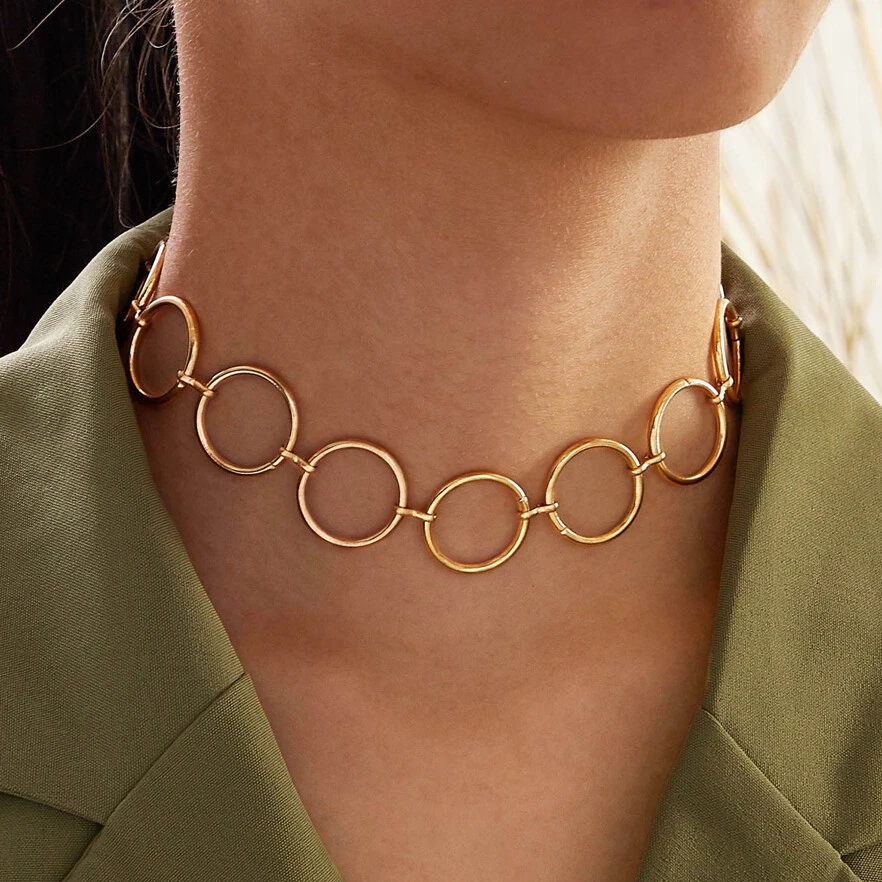 Vintage Circles Gold Necklace
