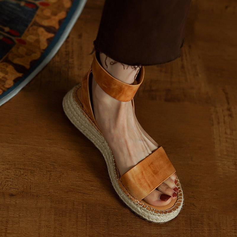 Anna-Berg | Black Ankle-Strap Leather Sandals