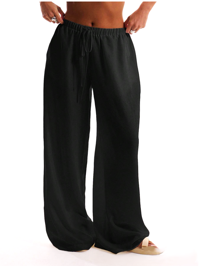 Anna-Berg | Sand Drawstring Waist Linen Trousers