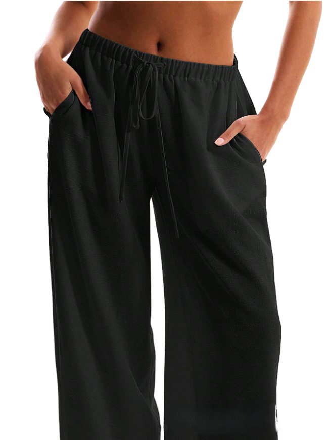 Anna-Berg | Sand Drawstring Waist Linen Trousers