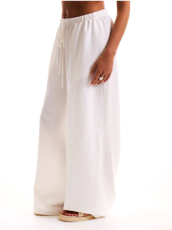 Anna-Berg | Sand Drawstring Waist Linen Trousers