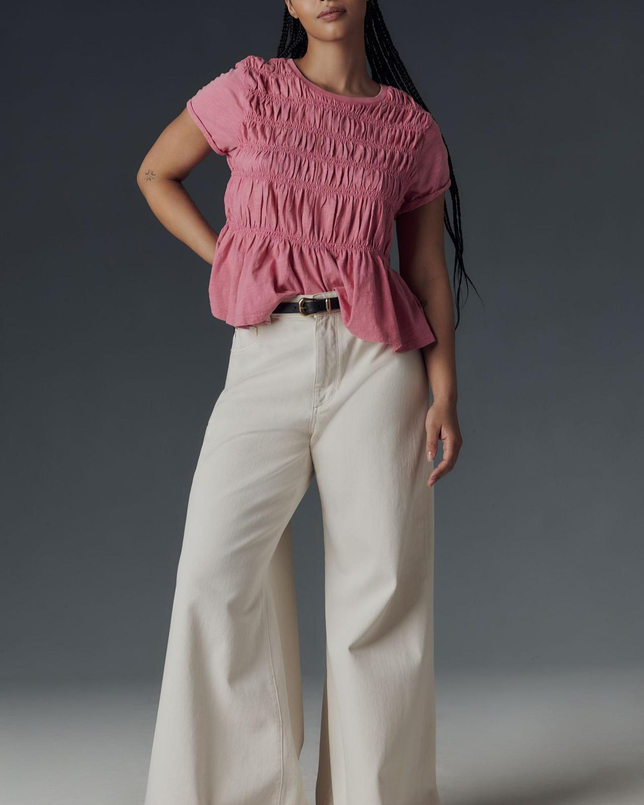 Anna-Berg | Ivory Ruffled Cotton Top