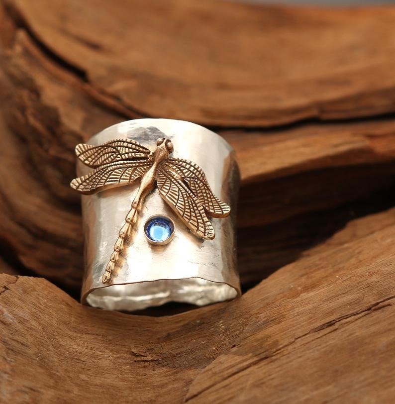 Vintage Gold Mosquito Silver Ring