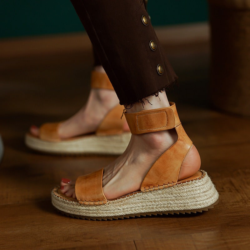 Anna-Berg | Black Ankle-Strap Leather Sandals