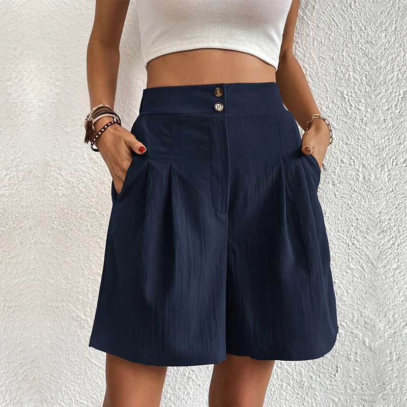 Anna-Berg | Statement High Waist Wide Leg Shorts Pleated With Pockets