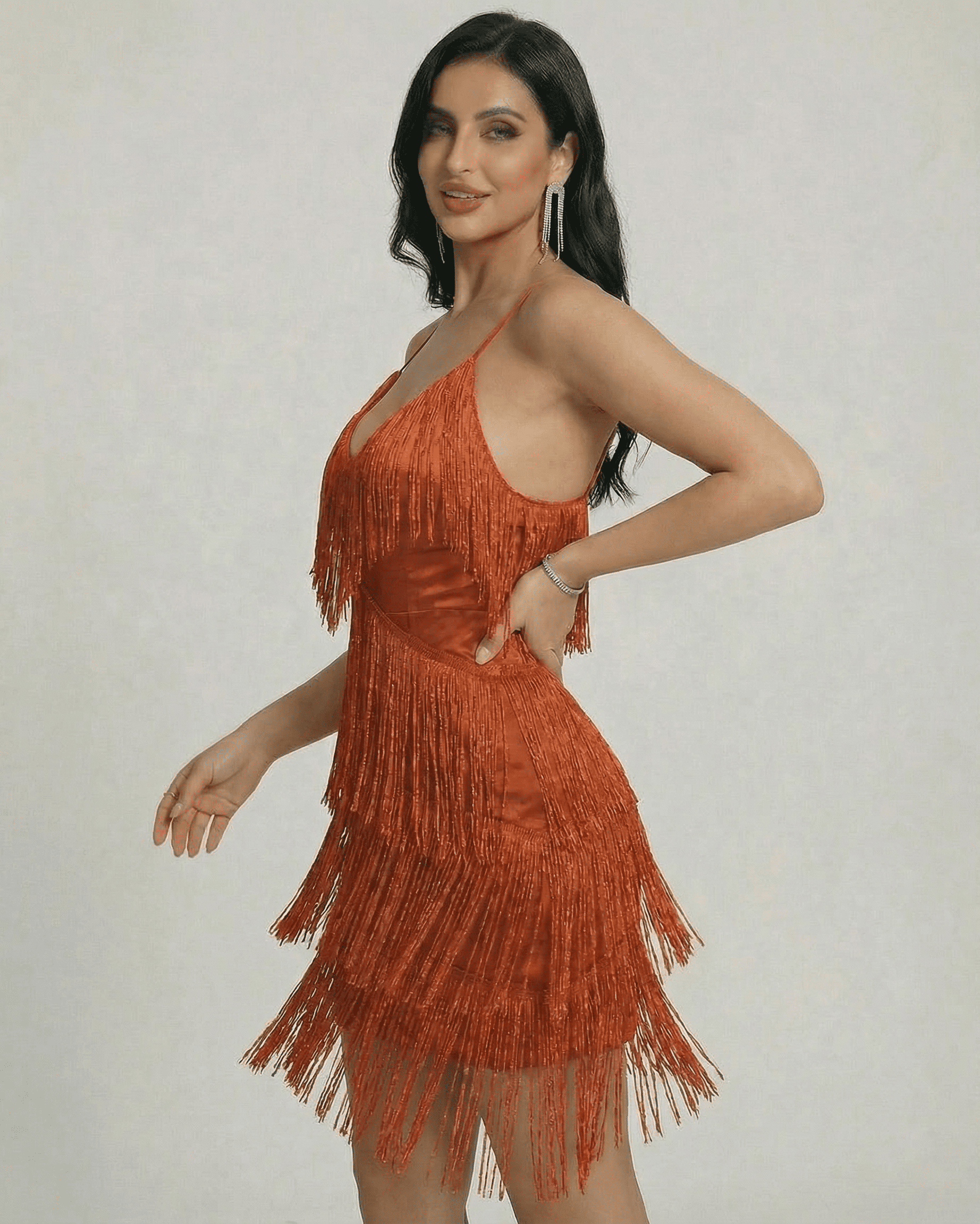 Anna-Berg | Red V-Neck Sleeveless Dress