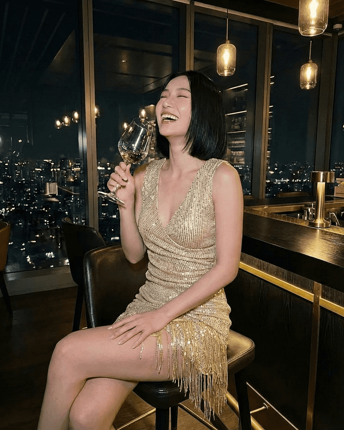 Anna-Berg | Sequin V-Neck Dress
