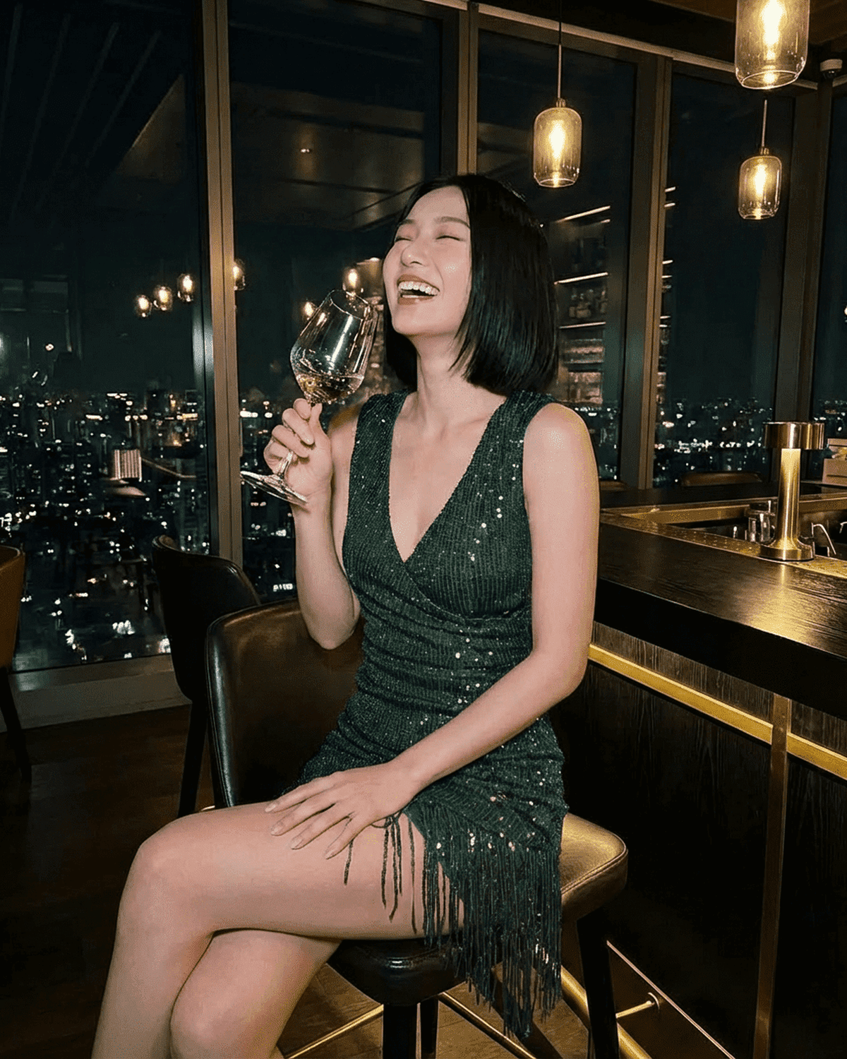 Anna-Berg | Sequin V-Neck Dress