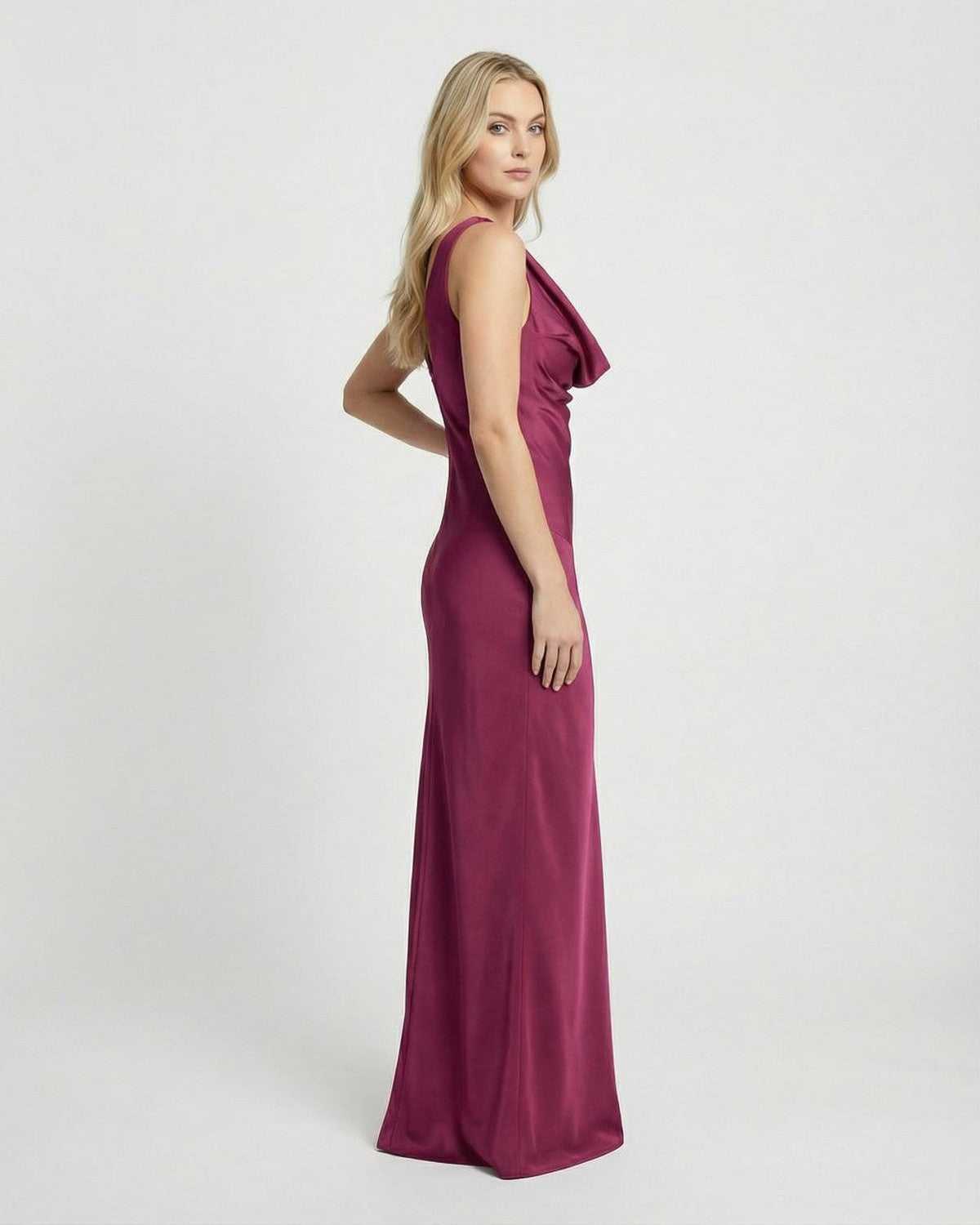 Anna-Berg | Satin Cowl Neck Bodycon Sleeveless Dress