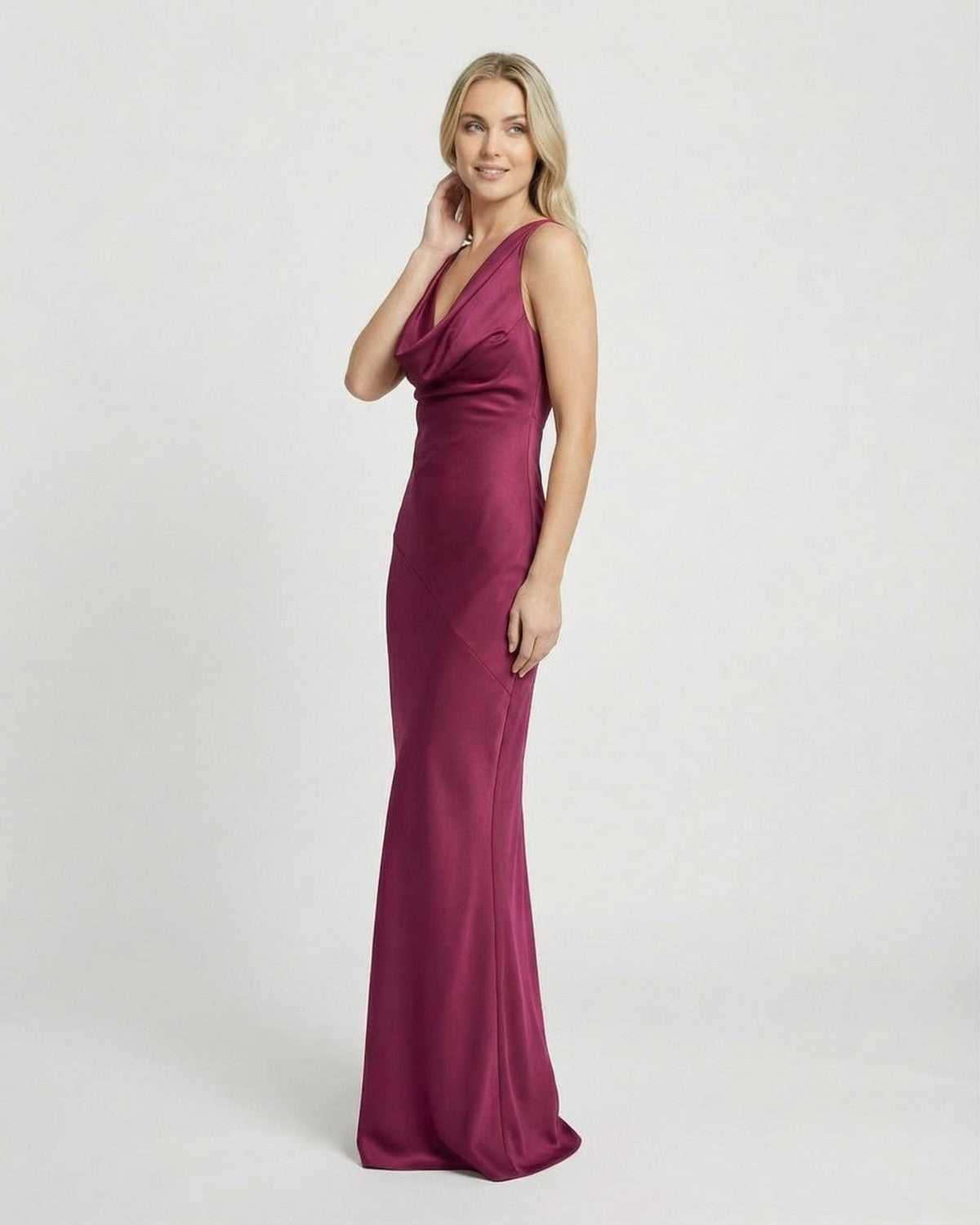 Anna-Berg | Satin Cowl Neck Bodycon Sleeveless Dress