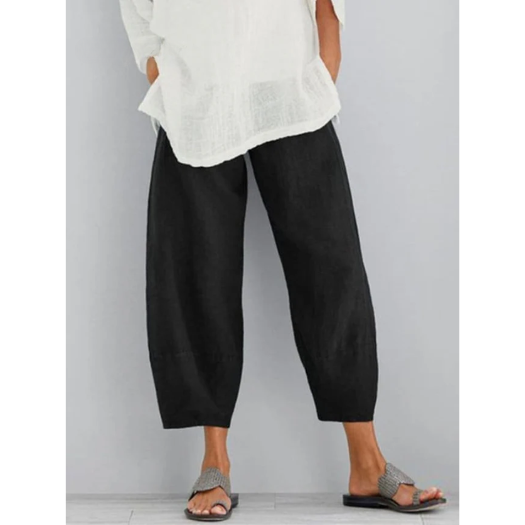 Anna-Berg | Romantic Elastic Waist Cropped Harem Pants