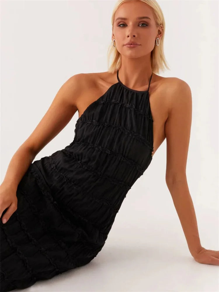 Anna-Berg | Luxe Maxi Dress With Ruching And Open Back